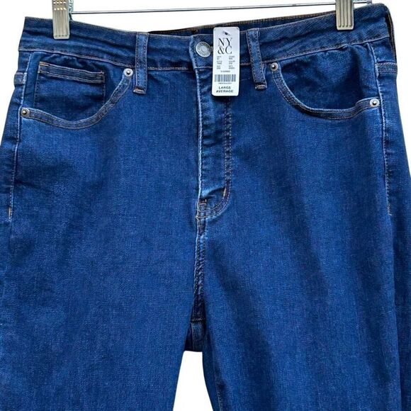 NWT NY&C New York & Co. Denim Jeans Women's Large Blue High Rise Zip Fly Skinny - Picture 1 of 13